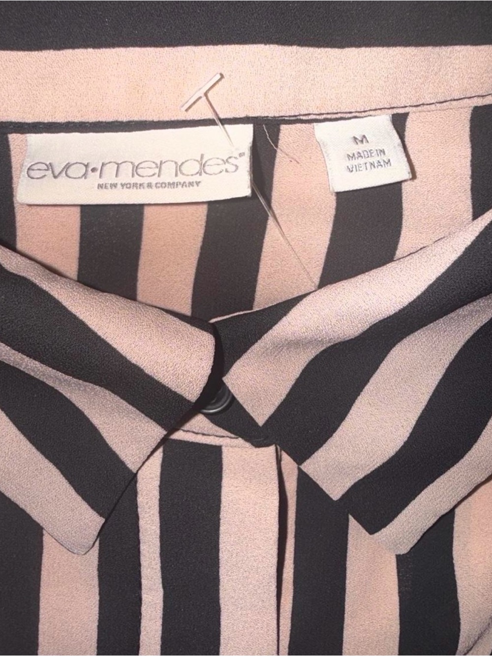 Women's Black and Pink Striped Button-Up Shirt - Picture 2 of 4